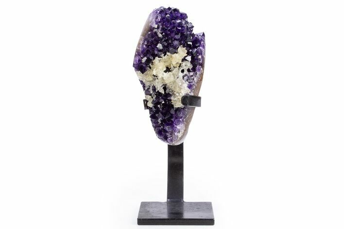 Amethyst Geode w/ Calcite on Metal Stand - Uruguay #306876